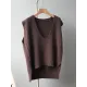 Knitting Irregularity Solid V-Neck Vest Knitting Irregularity Solid V-Neck Vest
