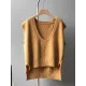 Knitting Irregularity Solid V-Neck Vest Knitting Irregularity Solid V-Neck Vest
