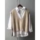 Knitting Irregularity Solid V-Neck Vest Knitting Irregularity Solid V-Neck Vest