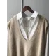 Knitting Irregularity Solid V-Neck Vest Knitting Irregularity Solid V-Neck Vest