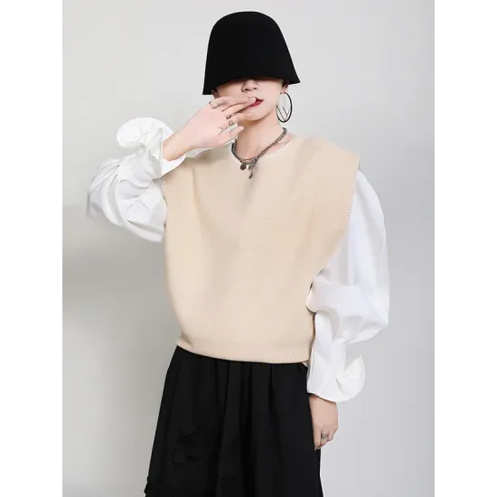 Urban Black&Apricot Knitting Vest Urban Black&Apricot Knitting Vest