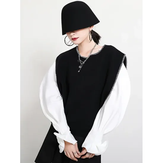 Urban Black&Apricot Knitting Vest Urban Black&Apricot Knitting Vest