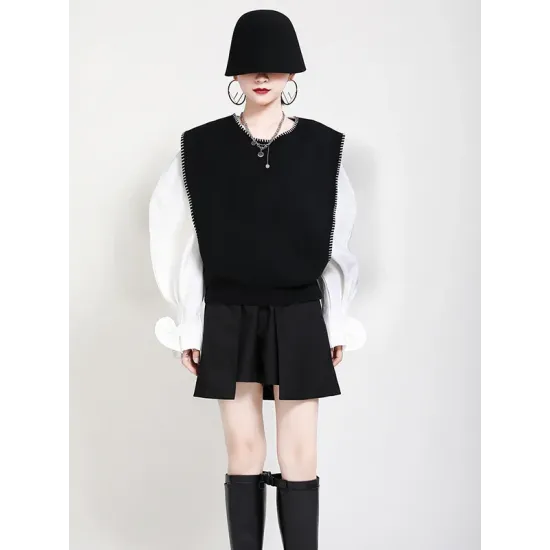 Urban Black&Apricot Knitting Vest Urban Black&Apricot Knitting Vest