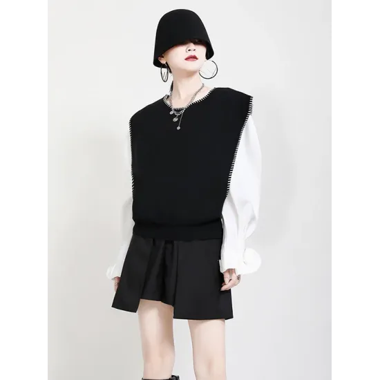 Urban Black&Apricot Knitting Vest Urban Black&Apricot Knitting Vest