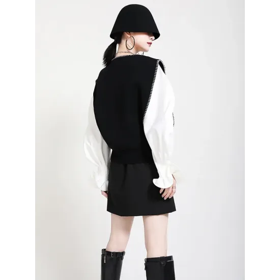 Urban Black&Apricot Knitting Vest Urban Black&Apricot Knitting Vest