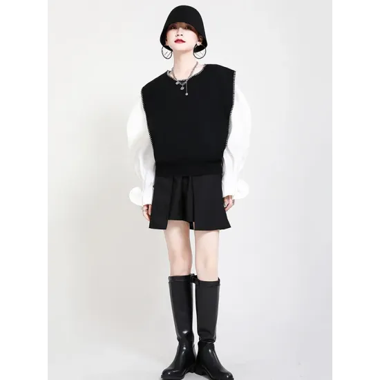 Urban Black&Apricot Knitting Vest Urban Black&Apricot Knitting Vest