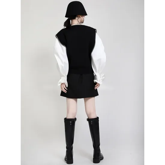 Urban Black&Apricot Knitting Vest Urban Black&Apricot Knitting Vest