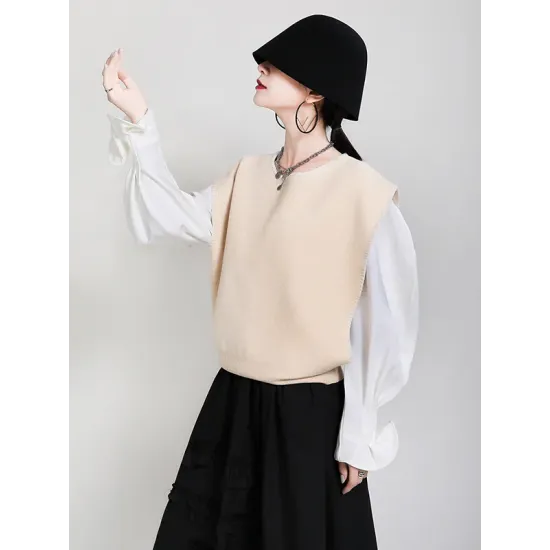 Urban Black&Apricot Knitting Vest Urban Black&Apricot Knitting Vest
