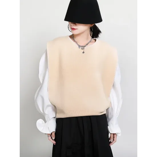 Urban Black&Apricot Knitting Vest Urban Black&Apricot Knitting Vest