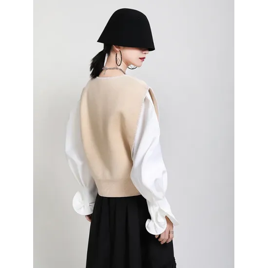 Urban Black&Apricot Knitting Vest Urban Black&Apricot Knitting Vest