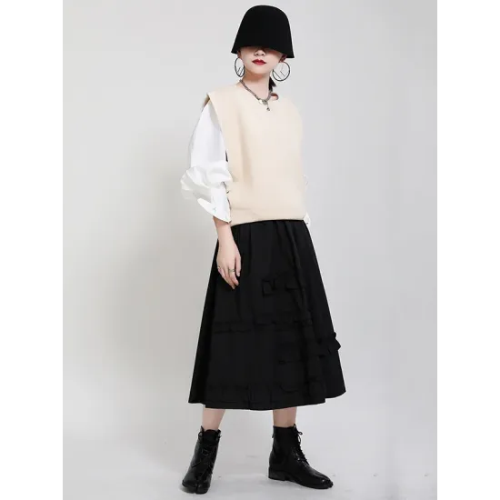 Urban Black&Apricot Knitting Vest Urban Black&Apricot Knitting Vest