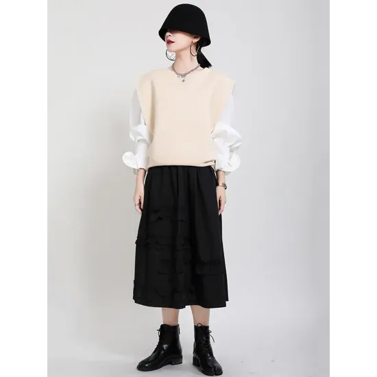 Urban Black&Apricot Knitting Vest Urban Black&Apricot Knitting Vest