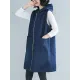 Casual Zipper Sleeveless Denim Vest Hooded Outerwear