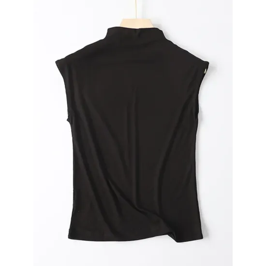 Simple Solid Color Sleeveless Casual High-Neck Vest Simple Solid Color Sleeveless Casual High-Neck Vest