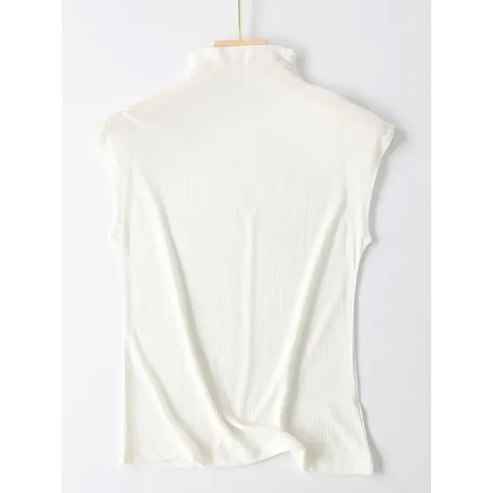 Simple Solid Color Sleeveless Casual High-Neck Vest Simple Solid Color Sleeveless Casual High-Neck Vest