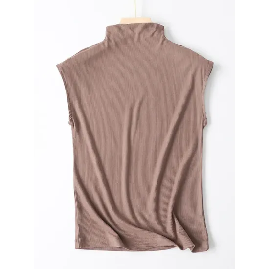 Simple Solid Color Sleeveless Casual High-Neck Vest Simple Solid Color Sleeveless Casual High-Neck Vest