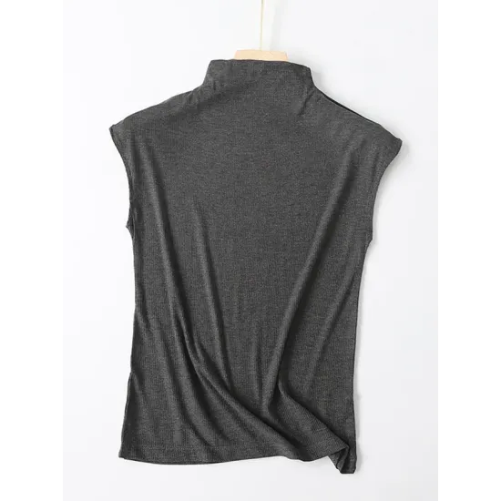 Simple Solid Color Sleeveless Casual High-Neck Vest Simple Solid Color Sleeveless Casual High-Neck Vest