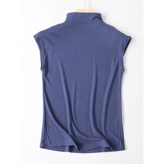 Simple Solid Color Sleeveless Casual High-Neck Vest Simple Solid Color Sleeveless Casual High-Neck Vest