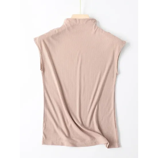 Simple Solid Color Sleeveless Casual High-Neck Vest Simple Solid Color Sleeveless Casual High-Neck Vest