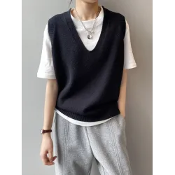 Simple 9 Colors V-Neck Loose Sleeveless Vest