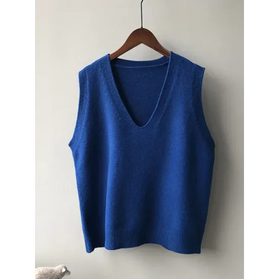 Simple 9 Colors V-Neck Loose Sleeveless Vest Simple 9 Colors V-Neck Loose Sleeveless Vest