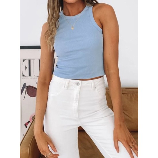 Solid Color Sleeveless Slim Sports Casual Tanks Solid Color Sleeveless Slim Sports Casual Tanks