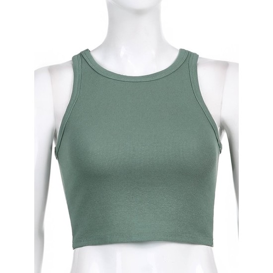 Solid Color Sleeveless Slim Sports Casual Tanks Solid Color Sleeveless Slim Sports Casual Tanks