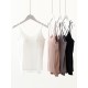 Simple Solid Color High-Low Backless Spaghetti-Neck Shirts Simple Solid Color High-Low Backless Spaghetti-Neck Shirts