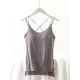Simple Solid Color High-Low Backless Spaghetti-Neck Shirts Simple Solid Color High-Low Backless Spaghetti-Neck Shirts