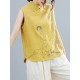 Artistic Retro Chinese-Style Printed Buttoned Stand Collar Sleeveless Vest Artistic Retro Chinese-Style Printed Buttoned Stand Collar Sleeveless Vest
