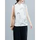Artistic Retro Chinese-Style Printed Buttoned Stand Collar Sleeveless Vest Artistic Retro Chinese-Style Printed Buttoned Stand Collar Sleeveless Vest