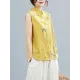 Artistic Retro Chinese-Style Printed Buttoned Stand Collar Sleeveless Vest Artistic Retro Chinese-Style Printed Buttoned Stand Collar Sleeveless Vest