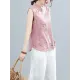 Artistic Retro Chinese-Style Printed Buttoned Stand Collar Sleeveless Vest Artistic Retro Chinese-Style Printed Buttoned Stand Collar Sleeveless Vest