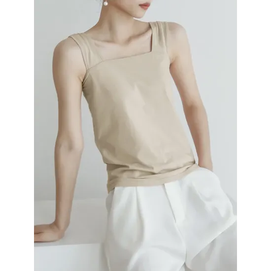 Casual Simple 6 Colors Square-Neck Sleeveless Vest Casual Simple 6 Colors Square-Neck Sleeveless Vest