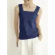 Casual Simple 6 Colors Square-Neck Sleeveless Vest Casual Simple 6 Colors Square-Neck Sleeveless Vest