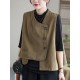 Vintage Asymmetric Solid Color Buttoned Vest Top Vintage Asymmetric Solid Color Buttoned Vest Top