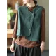 Vintage Asymmetric Solid Color Buttoned Vest Top Vintage Asymmetric Solid Color Buttoned Vest Top