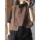 Vintage Asymmetric Solid Color Buttoned Vest Top Vintage Asymmetric Solid Color Buttoned Vest Top