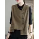 Vintage Asymmetric Solid Color Buttoned Vest Top Vintage Asymmetric Solid Color Buttoned Vest Top