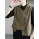 Vintage Asymmetric Solid Color Buttoned Vest Top Vintage Asymmetric Solid Color Buttoned Vest Top