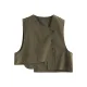 Vintage Asymmetric Solid Color Buttoned Vest Top Vintage Asymmetric Solid Color Buttoned Vest Top