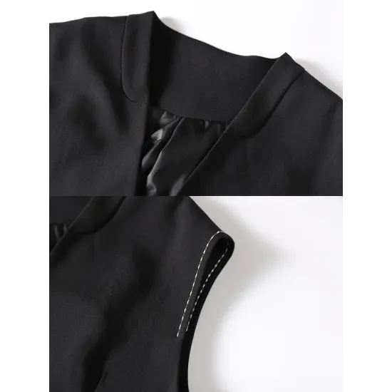 Vintage Asymmetric Solid Color Buttoned Vest Top Vintage Asymmetric Solid Color Buttoned Vest Top