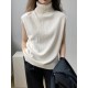 Simple Loose Solid Color High-Neck Knitting Vest Top Simple Loose Solid Color High-Neck Knitting Vest Top