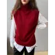 Simple Loose Solid Color High-Neck Knitting Vest Top Simple Loose Solid Color High-Neck Knitting Vest Top