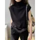 Simple Loose Solid Color High-Neck Knitting Vest Top Simple Loose Solid Color High-Neck Knitting Vest Top