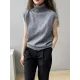 Simple Loose Solid Color High-Neck Knitting Vest Top Simple Loose Solid Color High-Neck Knitting Vest Top
