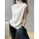 Simple Loose Solid Color High-Neck Knitting Vest Top Simple Loose Solid Color High-Neck Knitting Vest Top