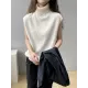 Simple Loose Solid Color High-Neck Knitting Vest Top Simple Loose Solid Color High-Neck Knitting Vest Top