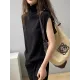 Simple Loose Solid Color High-Neck Knitting Vest Top Simple Loose Solid Color High-Neck Knitting Vest Top