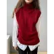 Simple Loose Solid Color High-Neck Knitting Vest Top Simple Loose Solid Color High-Neck Knitting Vest Top